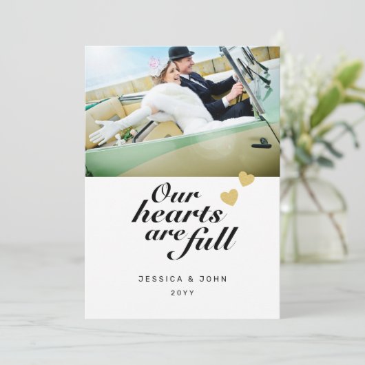 Ons hart is volledig 2 Fotobruiloft Hartelijk dank Bedankkaart (Staand voorkant)