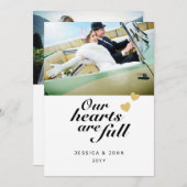 Ons hart is volledig 2 Fotobruiloft Hartelijk dank Bedankkaart (Voorkant / Achterkant)