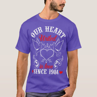 Ons hart verenigd in liefde sinds 1984 Happy Weddi T-shirt