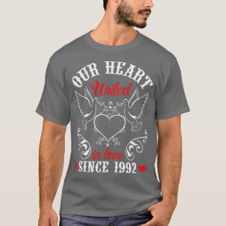 Ons hart verenigd in liefde sinds 1992 Happy Weddi T-shirt