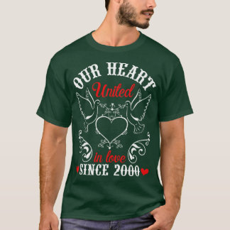 Ons hart verenigd in liefde sinds 2000 Happy Weddi T-shirt
