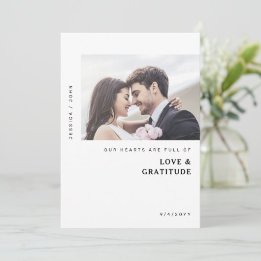 Ons hart zit vol liefde en weddenschap bedankkaart (Staand voorkant)