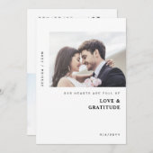 Ons hart zit vol liefde en weddenschap bedankkaart (Voorkant / Achterkant)