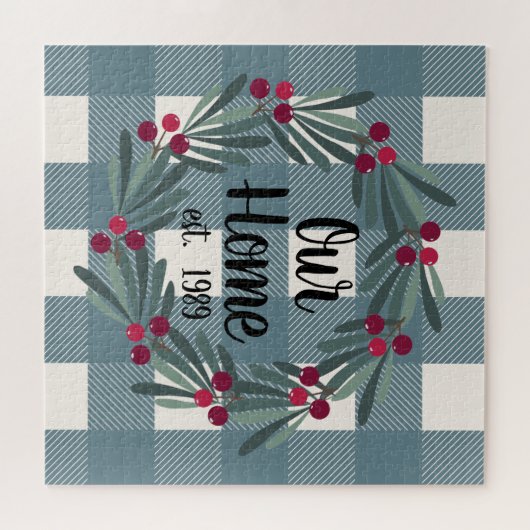 Ons Home Script Blue/Green Buffalo Check Keepomwil Legpuzzel (Horizontaal)