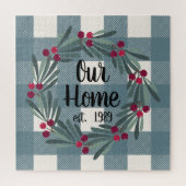 Ons Home Script Blue/Green Buffalo Check Keepomwil Legpuzzel (Verticaal)