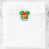 Ons Huis Cartoon Huis en Bomen Ronde Sticker (Tas)