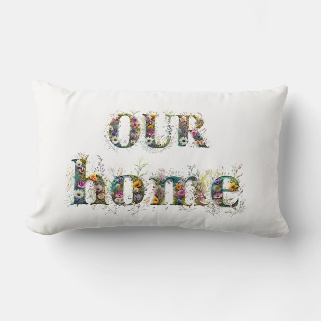 ONS HUIS decoratieve tekst spray van wilde bloemen Kussen (Voorkant)