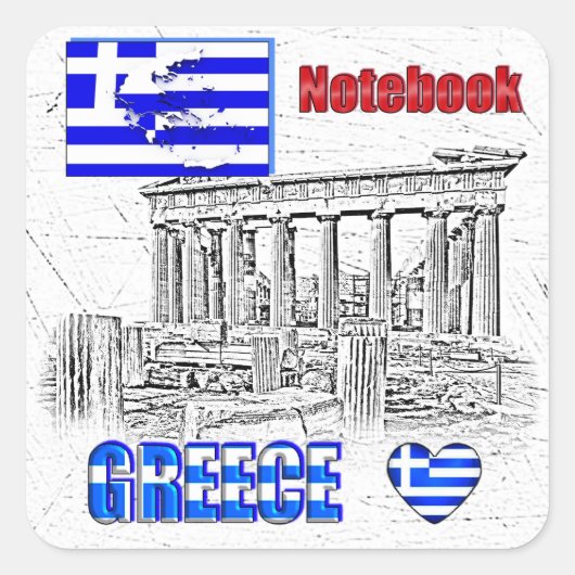ONS HUIS - GRIEKENLAND design collectie Vierkante Sticker (Voorkant)