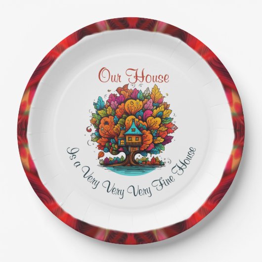 Ons huis is een zeer mooi huis papieren bordje (Voorkant)