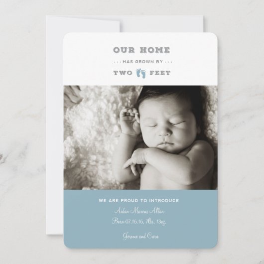 Ons huis is gegroeid door twee meter geboorte aank aankondiging (Voorkant)