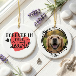 Ons Huisdier Voor Altijd in Onze Hart Gedenkfoto Keramisch Ornament