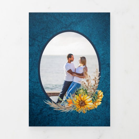 Ons Huwelijk 6 pagina's Zonnebloemen Trouw Uitnodi Drieluik Uitnodiging (Cover)