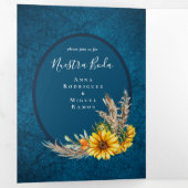 Ons Huwelijk 6 pagina's Zonnebloemen Trouw Uitnodi Drieluik Uitnodiging (Binnenzijde eerst)