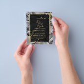 ONS HUWELIJK Black Gold  Inkt Trouw UITNODIGING Flyer (Hand)