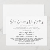 Ons Huwelijk Inkrimpen Elegante Kalligrafie Aankondiging (Voorkant / Achterkant)