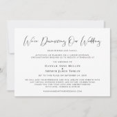 Ons Huwelijk Minder Groot: Elegante Kalligrafie Aankondiging (Voorkant)