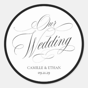 Ons Huwelijk Script Omhulsel Zegel Favor Sticker