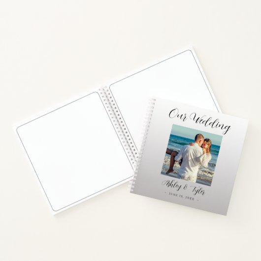 Ons huwelijk, Zilvergradiënt, Namen, Datum & Foto Notitieboek (Binnen)