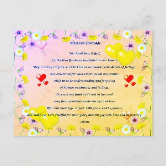 Ons huwelijksgebed Briefkaart laten vallen (Voorkant)