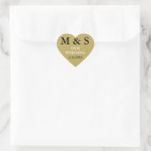 Ons Huwelijkshart Stickers Glitter Goud Monogram (Tas)