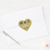 Ons Huwelijkshart Stickers Glitter Goud Monogram (Envelop)