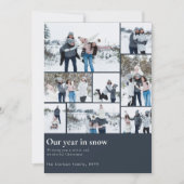 Ons jaar in sneeuw grappige familie kerst foto feestdagenkaart (Voorkant)