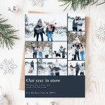 Ons jaar in sneeuw grappige familie kerst foto feestdagenkaart<br><div class="desc">Introductie van onze "Our Year In Snow Funny Family Christmas Photo Holiday Cards" - een heerlijke manier om de reis van uw familie het hele jaar door te delen met geliefden. Deze kaarten hebben een charmant marineontwerp met een unieke twist. Dit jaar hebben we de speciale momenten van uw familie...</div>