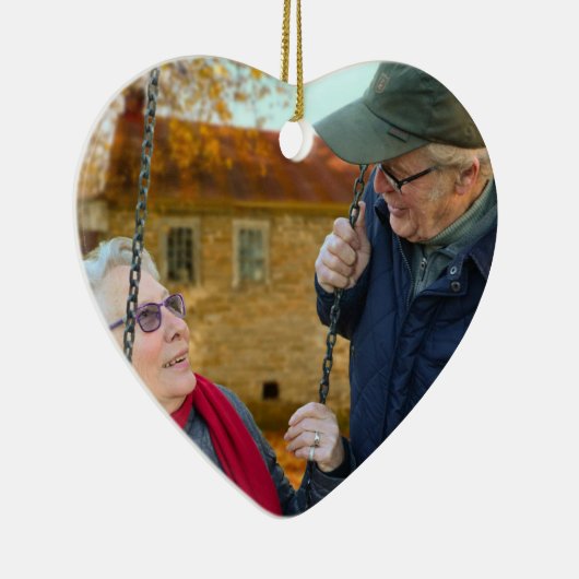 Ons Jubileum Kerstfoto Keramisch Ornament (Rechts)