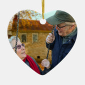 Ons Jubileum Kerstfoto Keramisch Ornament (Voorkant)