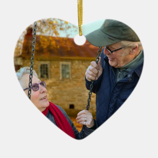 Ons Jubileum Kerstfoto Keramisch Ornament (Voorkant)