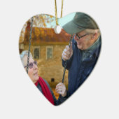 Ons Jubileum Kerstfoto Keramisch Ornament (Links)