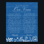Ons Jubileum van de Berichten Navy Blue Floral Woo Poster<br><div class="desc">Deze bruiloft heeft een keepasje met ivoren witte,  florale en foliage design op een superelegante,  moderne  blauw-houten achtergrond. Ideaal voor cadeautjes voor nieuwigheden,  paren en verjaardagsfeestjes</div>