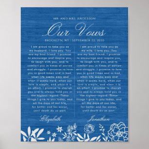 Ons Jubileum van de Berichten Navy Blue Floral Woo Poster