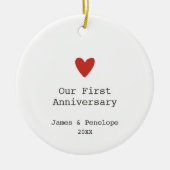 Ons Jubileum voor eerste bruiloft - Gepersonalisee Keramisch Ornament (Voorkant)