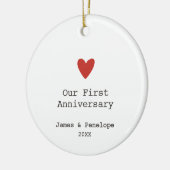 Ons Jubileum voor eerste bruiloft - Gepersonalisee Keramisch Ornament (Links)