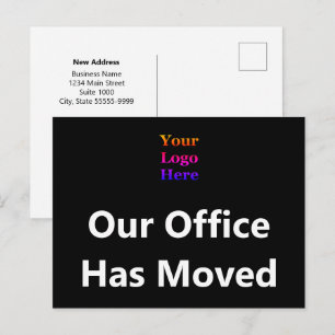 Ons kantoor is verhuisd Merklogo Zwart 2-zijdig Briefkaart