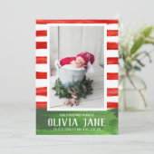 Ons Kerstwonder Pasgeboren Foto Rode Streep Aankondiging (Staand voorkant)