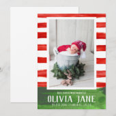 Ons Kerstwonder Pasgeboren Foto Rode Streep Aankondiging (Voorkant / Achterkant)