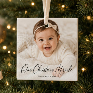 Ons Kerstwonder Persoonlijke Babyfoto Keramisch Ornament