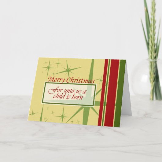 Ons kind wordt geboren feestdagen kaart (Voorkant)