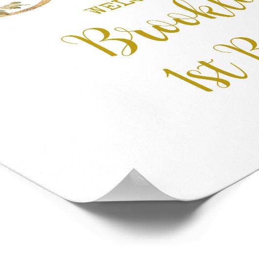 Ons kleine babymeisje maakt een welkomstteken poster (Hoek)