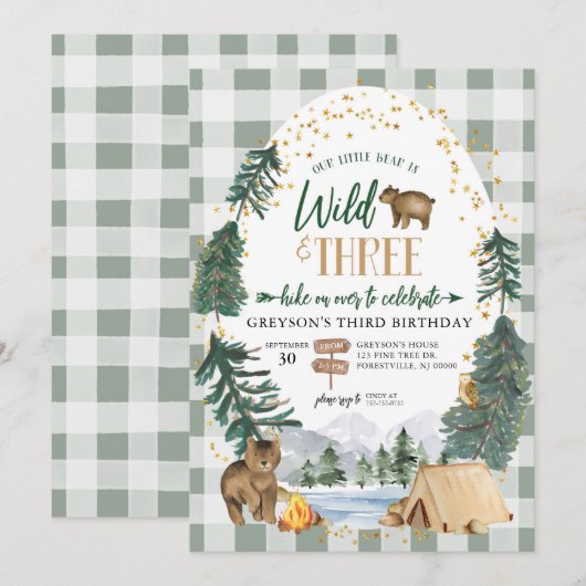 Ons kleine Beer is Wilde en 3 Uitnodiging van de D (Voorkant / Achterkant)