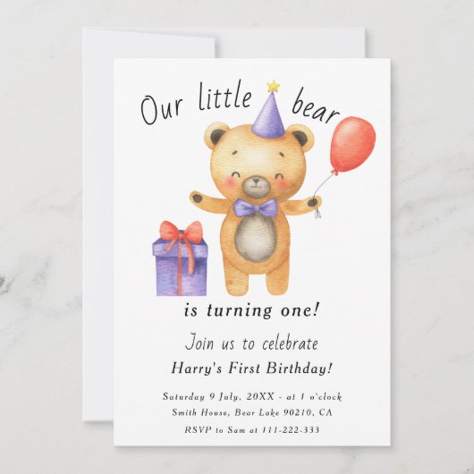 Ons kleine Beer wordt een verjaardag van een kind Kaart (Voorkant)