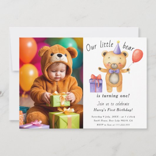 Ons kleine Beer wordt een verjaardag van een kind Kaart (Voorkant)
