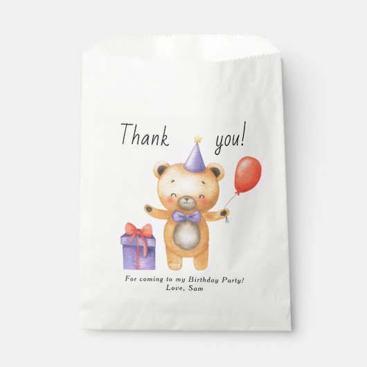 Ons kleine Beer wordt een verjaardag van kinderen Bedankzakje (Voorkant)