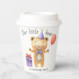 Ons kleine Beer wordt een verjaardag van kinderen Papieren Bekers