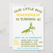 Ons kleine beestje, bidsprinkhaan, verjaardagsfees kaart (Voorkant)