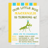 Ons kleine beestje, bidsprinkhaan, verjaardagsfees kaart (Voorkant / Achterkant)