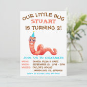 Ons kleine beestje, regenworm, worm verjaardagsfee kaart (Staand voorkant)