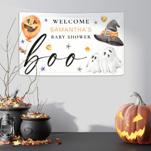 Ons kleine boe is een Halloween Baby shower Spandoek